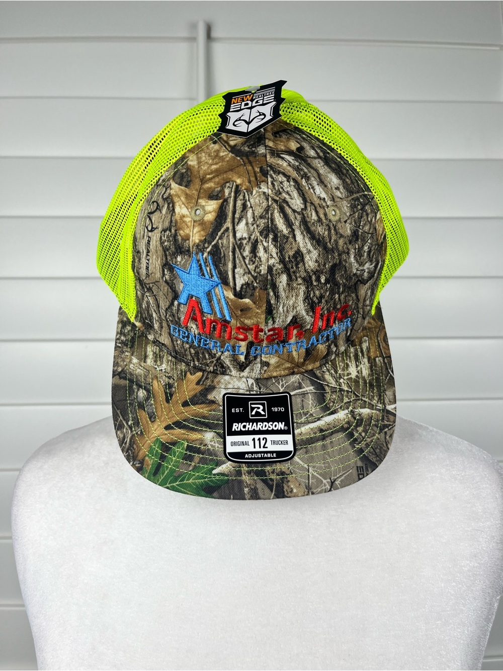 Richardson 112P Realtree Edge Camo Hi Vis Trucker Hat Neon NWT